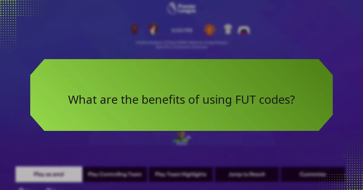 What are the benefits of using FUT codes?